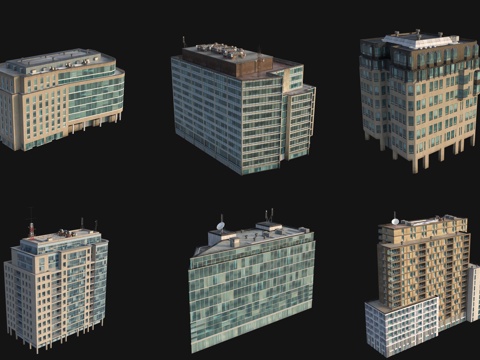  精细城市配楼3d模型 