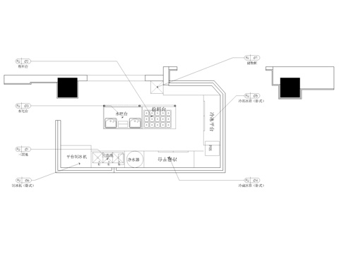  奶茶店室内施工图cad施工图 