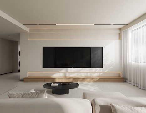 奶油风客餐厅3d模型 