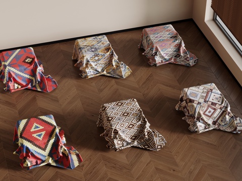  桌布 现代花纹餐桌布3d模型 