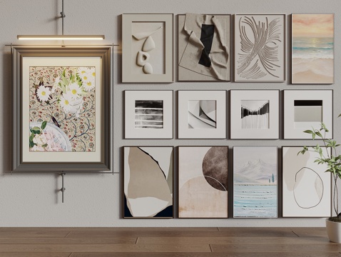  现代复古高级挂画 装饰画 墙饰挂件 立体画 客厅挂画 玄关挂3d模型 