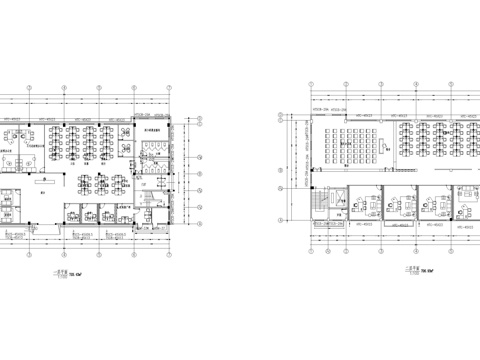  兩層大辦公室平面布置圖cad施工圖 