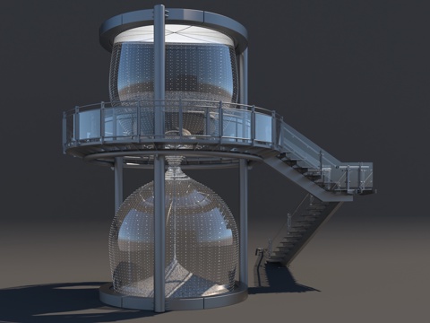  现代风格景观建筑3d模型 