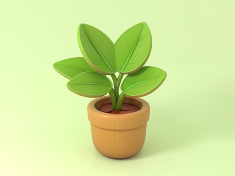  盆栽植物 植物装饰 美陈布置 卡通绿植 动漫风格 美陈道具3d模型 