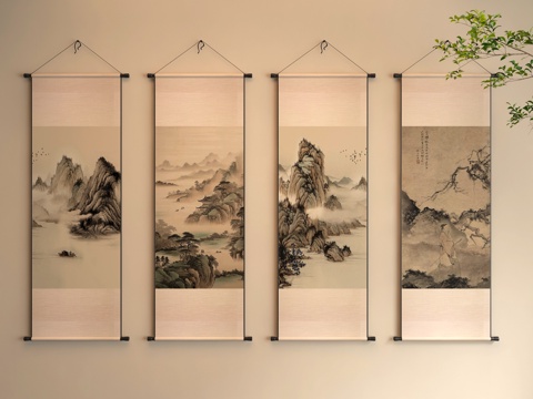  宋氏挂画中式挂画3d模型 