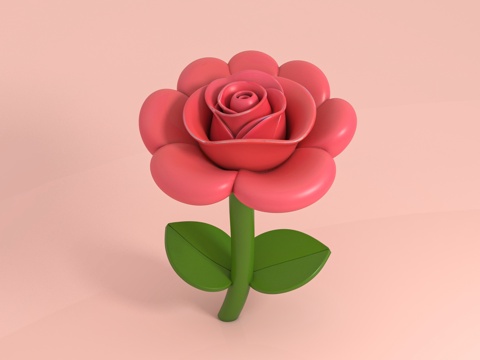  玫瑰花 鲜花花体 卡通花卉 美陈布置 动漫风格 美陈道具 手3d模型 