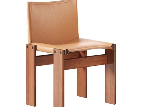  Molteni&C 中古风单椅 极简单椅 皮革单椅 餐椅3d模型 