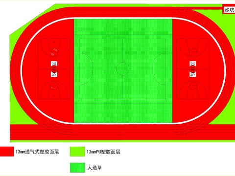  学校塑胶跑道施工图cad施工图 