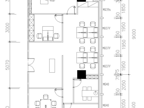  業(yè)務(wù)公司辦公室平面布置圖cad施工圖 