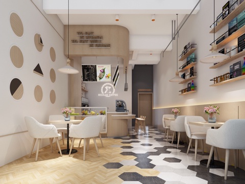  北欧奶茶店3d模型 