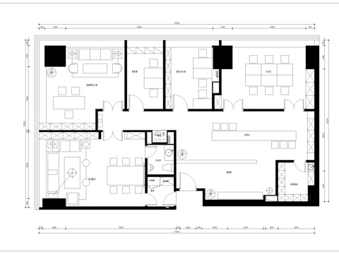 小型辦公室平面布置圖cad施工圖 
