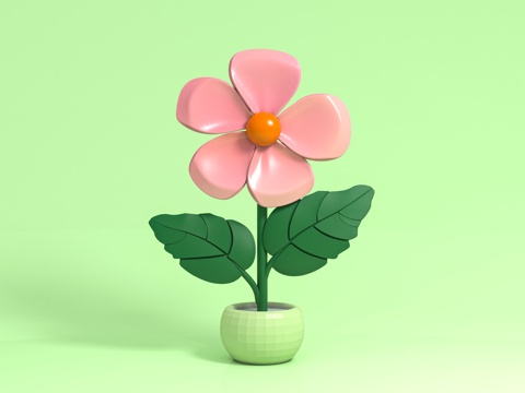  花卉花体 鲜花盆栽 美陈布置 卡通花朵 动漫风格 美陈道具3d模型 