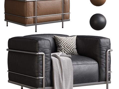 CASSINA 现代单人沙发 休闲沙发 沙发椅 皮沙发3d模型 