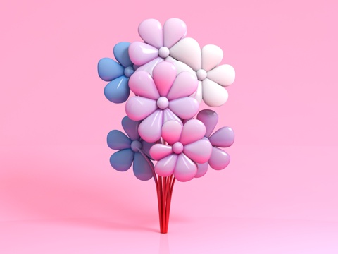  花束花艺 花卉花体 美陈布置 卡通花朵 动漫风格 美陈道具3d模型 
