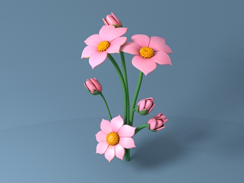  花束假花 花卉花体 美陈布置 卡通花朵 动漫风格 美陈道具3d模型 