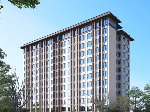  住宅建筑外观，中式住宅建筑3d模型 