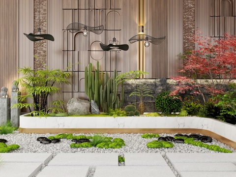  现代植物堆造景园艺花圃3d模型 