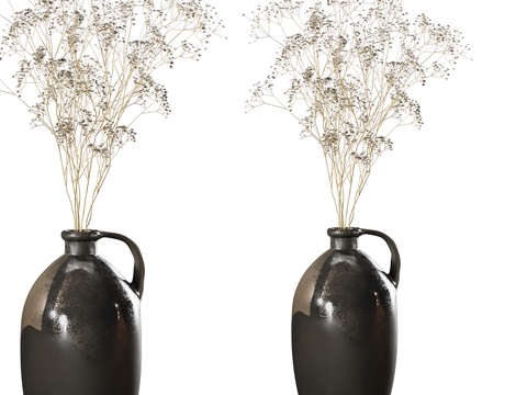 新中式花瓶花艺3d模型 