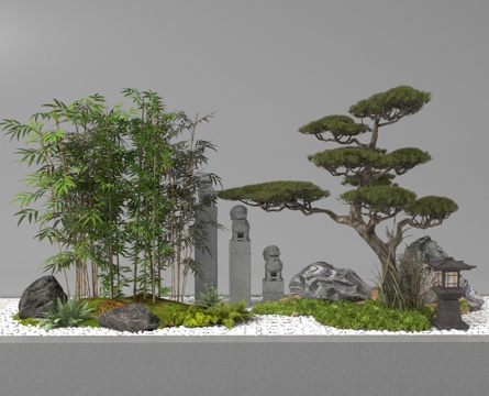  植物造景 景观小品 庭院景观3d模型 