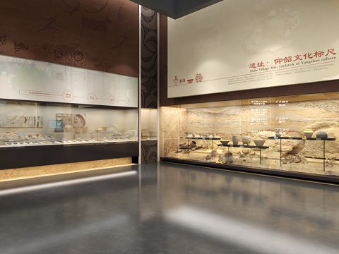  遗址展厅历史博物馆su模型 