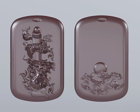  现代新中式龙柱浮雕雕塑摆件3d模型 