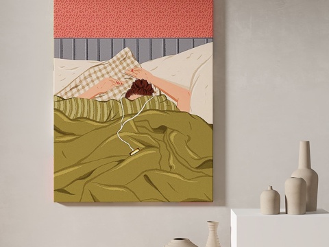  现代，简约，抽象，轻奢，油画，装饰画3d模型 