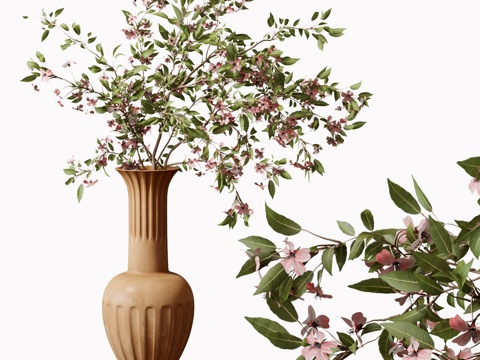  现代花艺摆件 陶罐花瓶 鲜花插花 艺术花艺摆件3d模型 