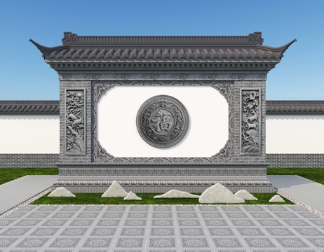  影壁 照壁3d模型 