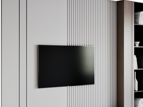  现代电视背景墙3d模型 