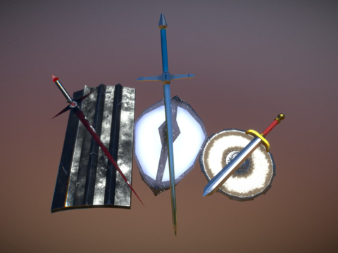  中世纪奇幻武器-6件道具3d模型 
