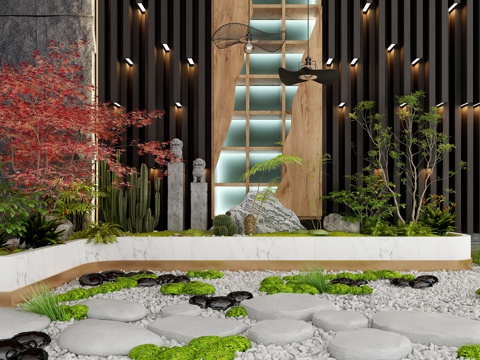  现代植物堆造景园艺花圃3d模型 