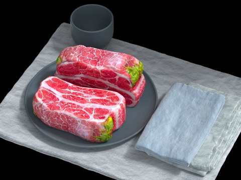 生肉 猪肉 肉块 鲜肉 肥猪肉 肉 牛肉 生肉 猪肉 肉块3d模型 