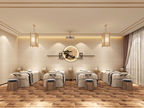  新中式采耳店3d模型 