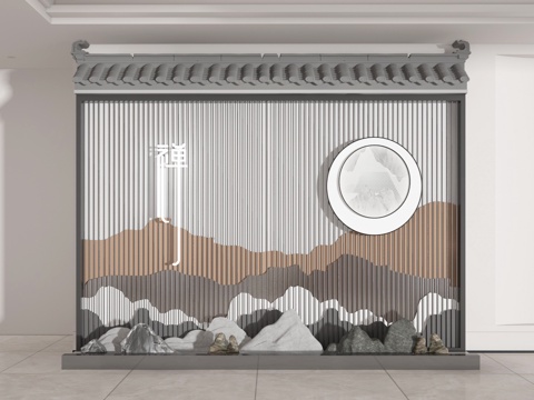  景观墙3d模型 
