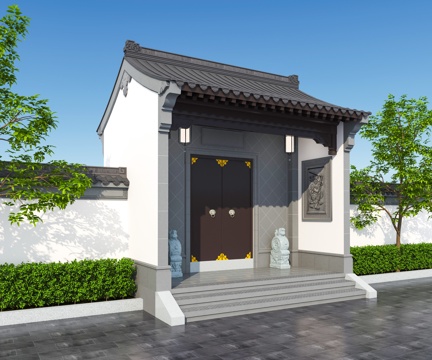  大门 入户门 别墅大门3d模型 