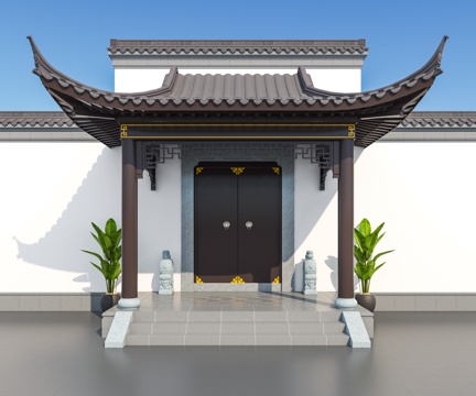  大门 别墅大门3d模型 