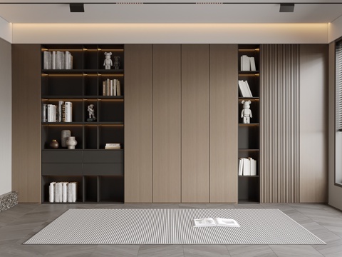  现代意式书柜3d模型 