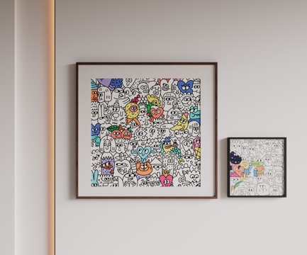  现代极简挂画 侘寂中古风挂画 奶油风装饰画 意式挂画 黑白灰3d模型 