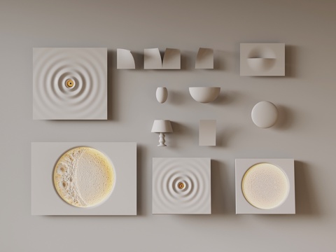 石膏灯 月球灯3d模型 