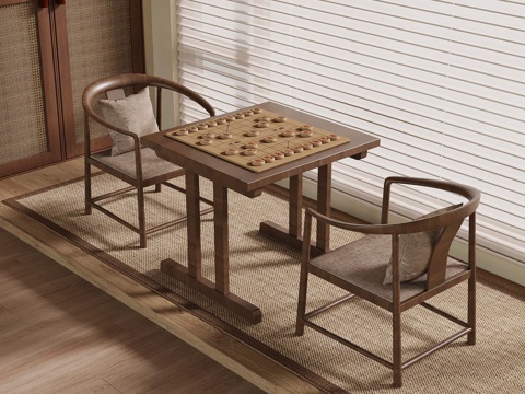  新中式娱乐桌 象棋桌3d模型 