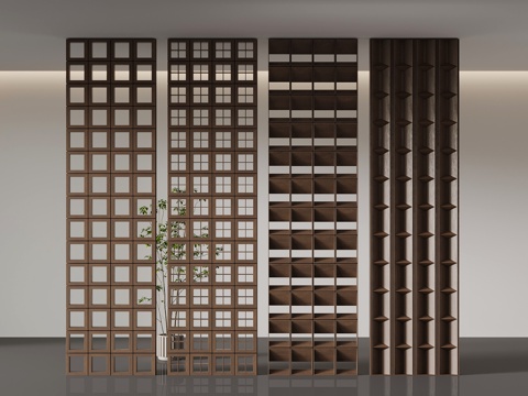  屏风 新中式屏风隔断su模型 