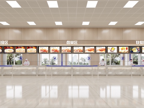  员工餐厅 食堂3d模型 