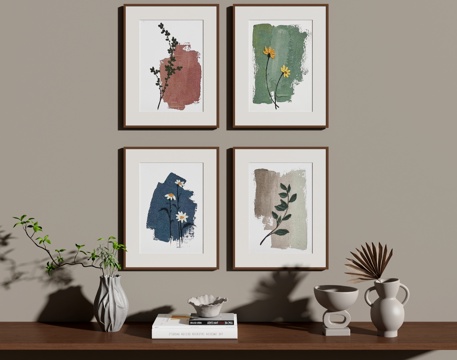  侘寂风挂画 装饰画 抽象画 油画 复古挂画 床头挂画3d模型 