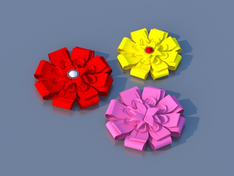  彩带 蝴蝶结 蝴蝶花 花朵造型3d模型 