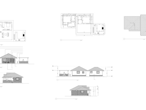  帶露臺(tái)的鄉(xiāng)村小屋圖紙cad施工圖 