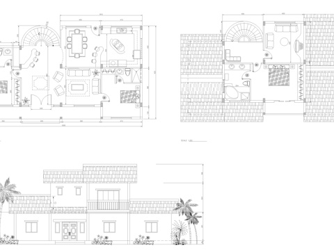  帶螺旋樓梯的房子建筑圖紙cad施工圖 