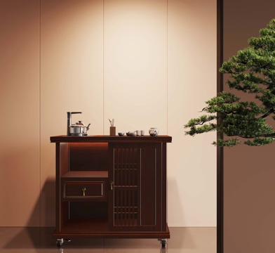  新中式茶水柜3d模型 