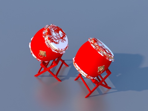  鼓 大鼓 雕花龙鼓3d模型 