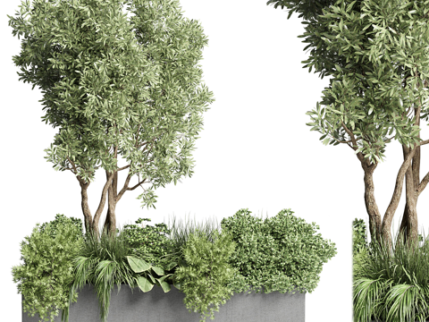  现代花坛 植物箱3d模型 
