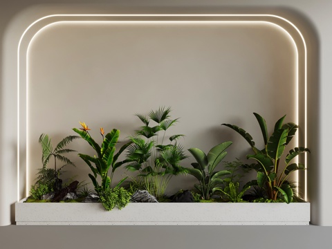  现代绿植 绿植堆3d模型 